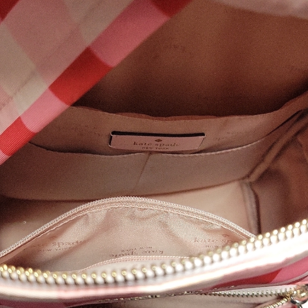 Kate Spade Red and White Checkered Backpack - Picture 4 of 5